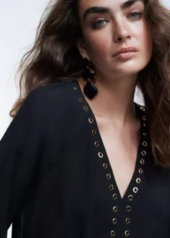 Online Blusa detalle eyelets Camisetas Y Tops|Camisas Y Blusas