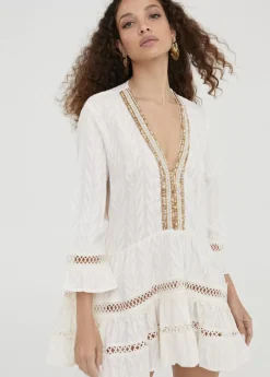 Hot Caftan corto de volantes Baño