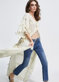 Caftan largo con pompones Baño