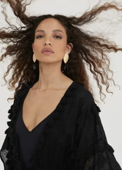 Sale Caftan largo con pompones Baño