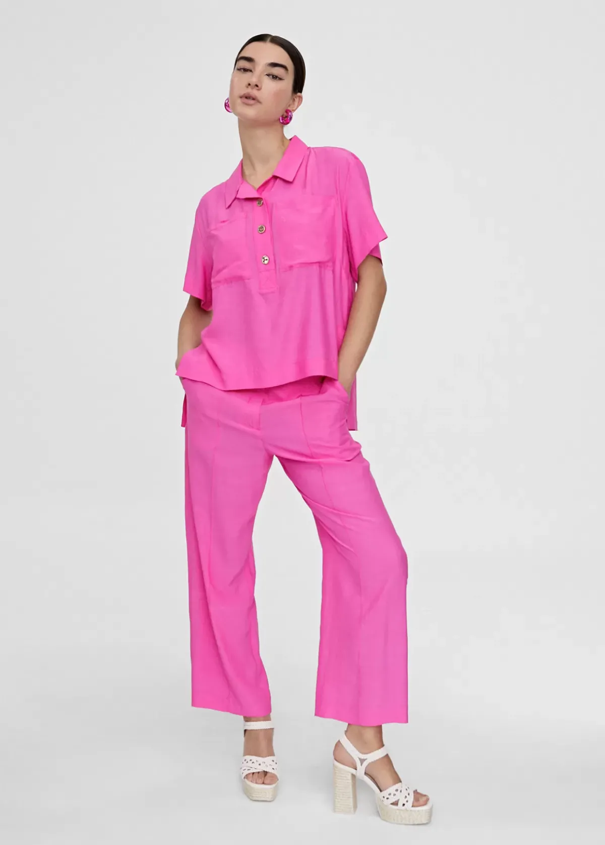 New Camisa fluida con bolsillos Camisas Y Blusas