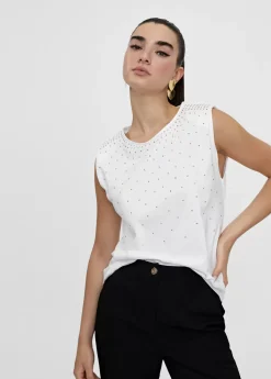 Discount Camiseta hombreras strass Camisetas Y Tops