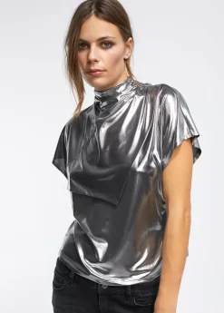 Sale Camiseta laminada plata Camisetas Y Tops