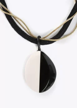 Outlet Collar cordón blanco y negro Bisuteria