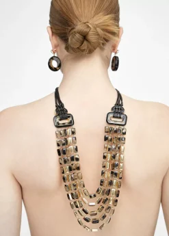 Outlet Collar multi cadena animal print Bisuteria