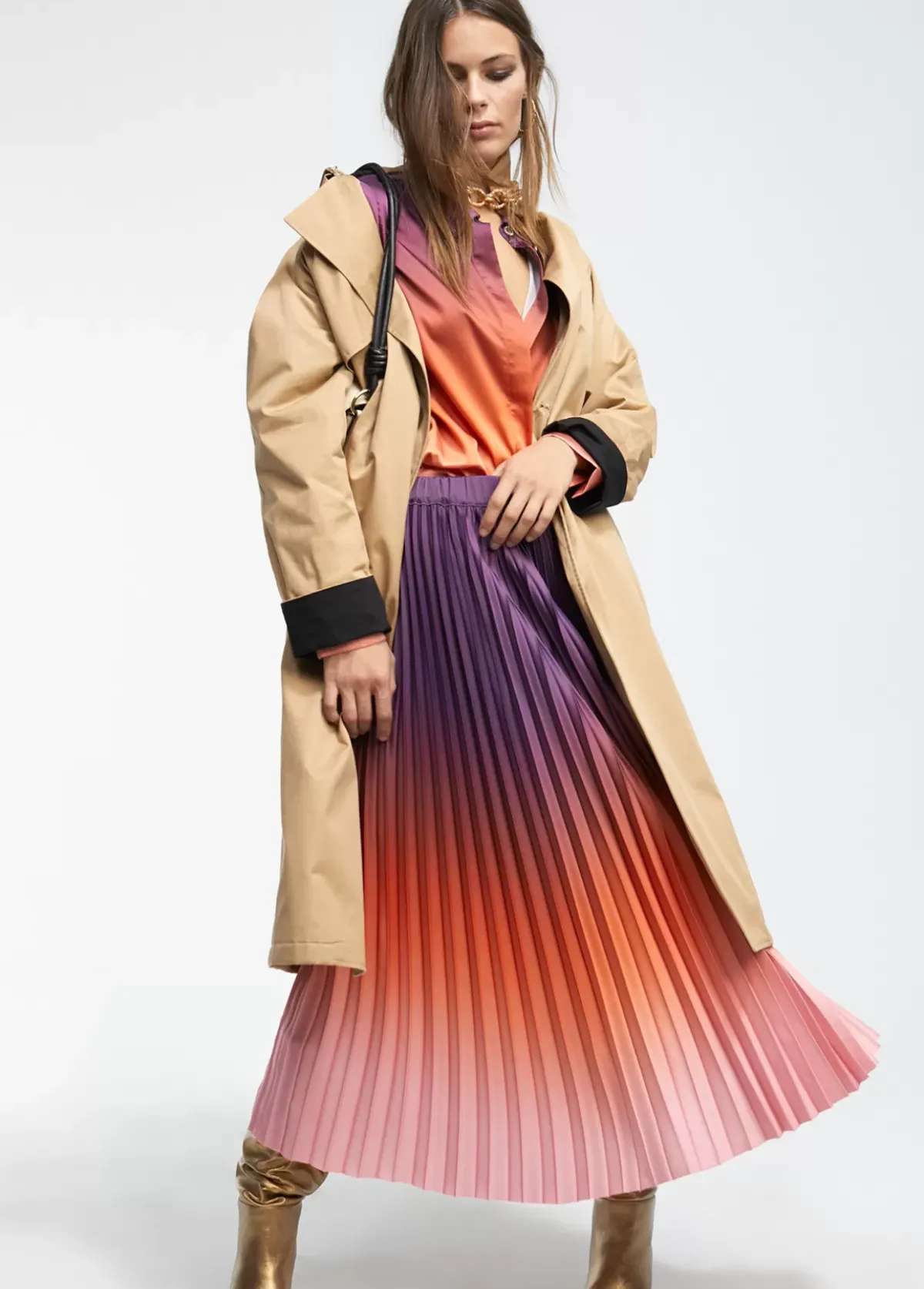 Clearance Falda degrade plisada Vestidos Y Faldas