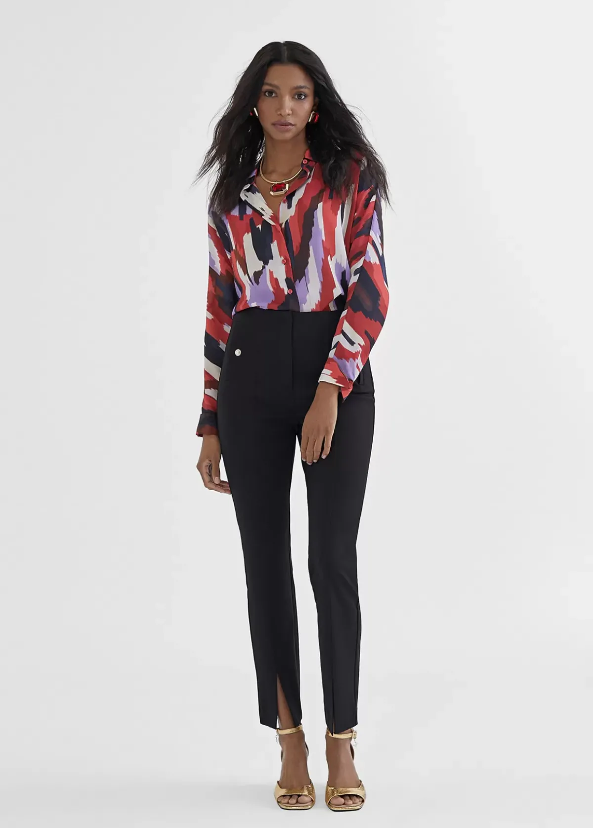 Outlet Pantalón pitillo abertura Pantalones