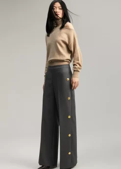 Online Pantalón wideleg detalle snaps Pantalones