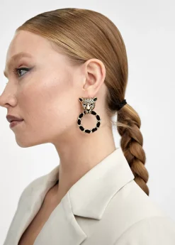 Sale Pendientes cara leopardo y aro Bisuteria