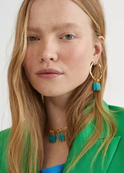 Sale Pendientes de aro con piedras naturales Bisuteria