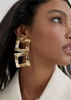 Clearance Pendientes s doble cuadrado Bisuteria