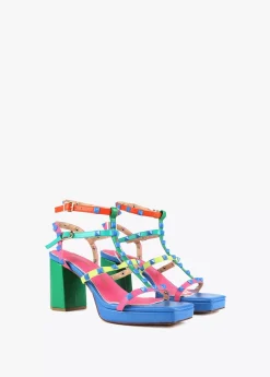 Best Sandalia de tacón con tiras multicolor Calzado