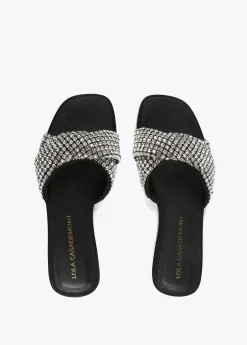 Clearance Sandalia plana con pedreria Calzado