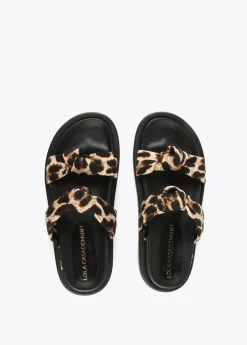 New Sandalia plana tiras estampado animal Calzado|Baño