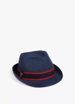 New Sombrero de paja azul y cinta logotipada  - Lola Casademunt Gorros Sombreros Y Guantes