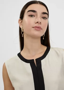 Sale Top bicolor con aberturas Camisetas Y Tops|Camisas Y Blusas