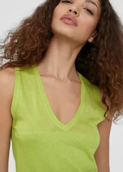 Online Top punto color liso Camisetas Y Tops|Punto