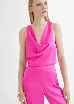 Clearance Top satinado con drapeado Camisetas Y Tops