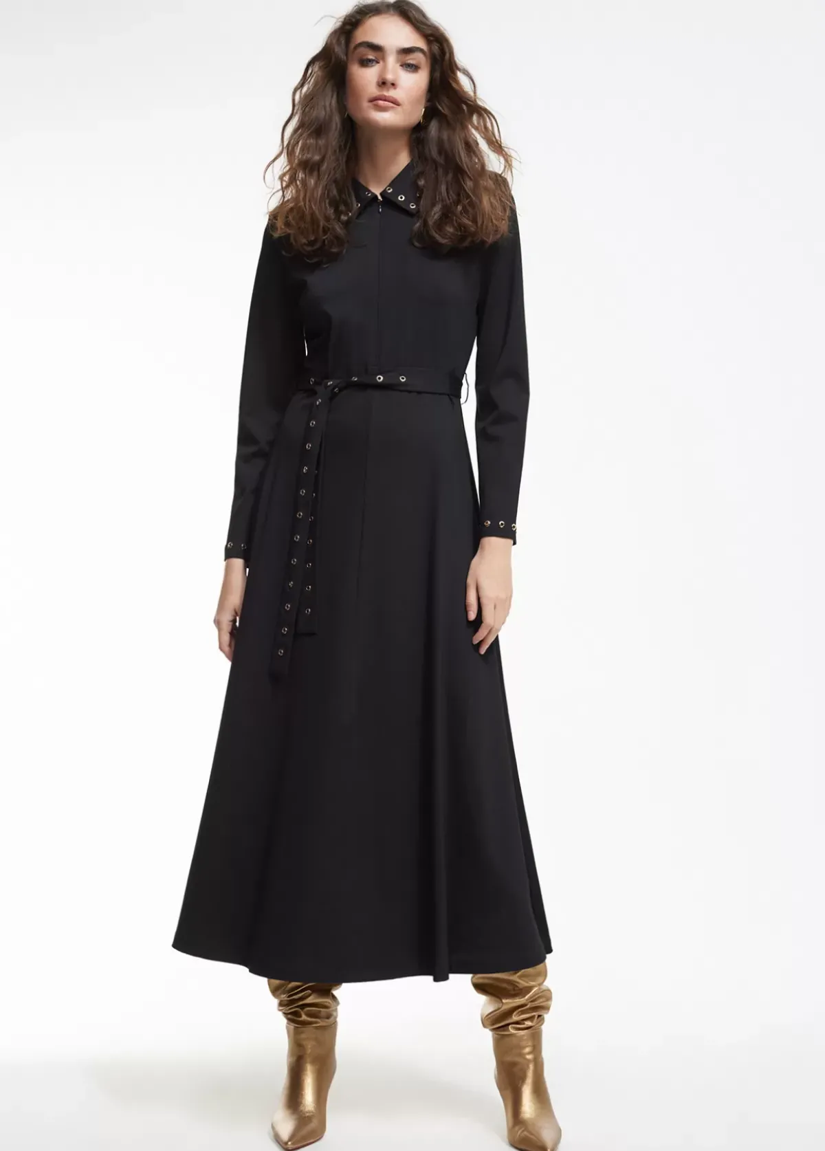 Hot Vestido detalle eyelets Vestidos Y Faldas