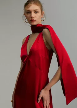 Best Vestido midi satén Vestidos Y Faldas