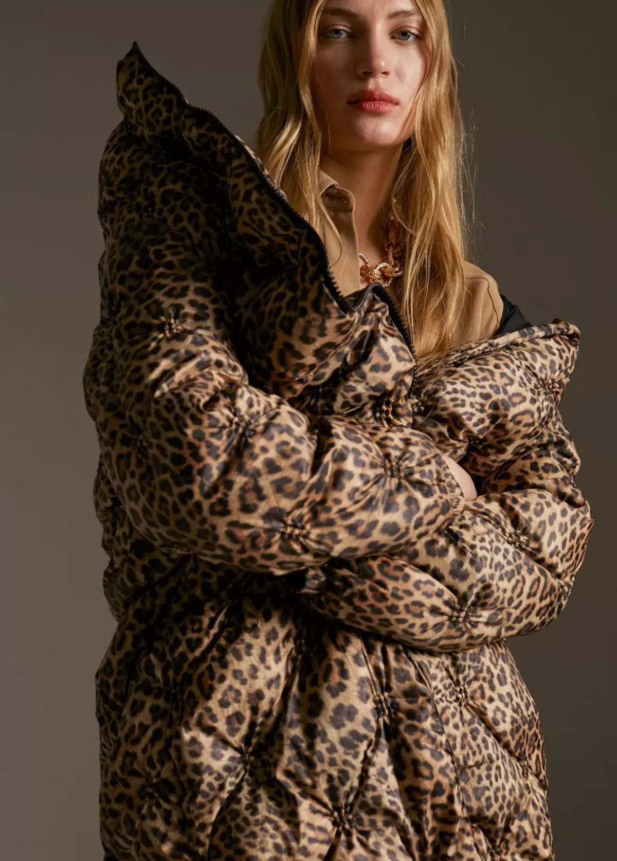 Outlet Abrigo acolchado forro contraste Animal Print|Abrigos Y Cazadoras