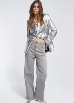 Sale Blazer cruzada plateada Americanas Y Blazers