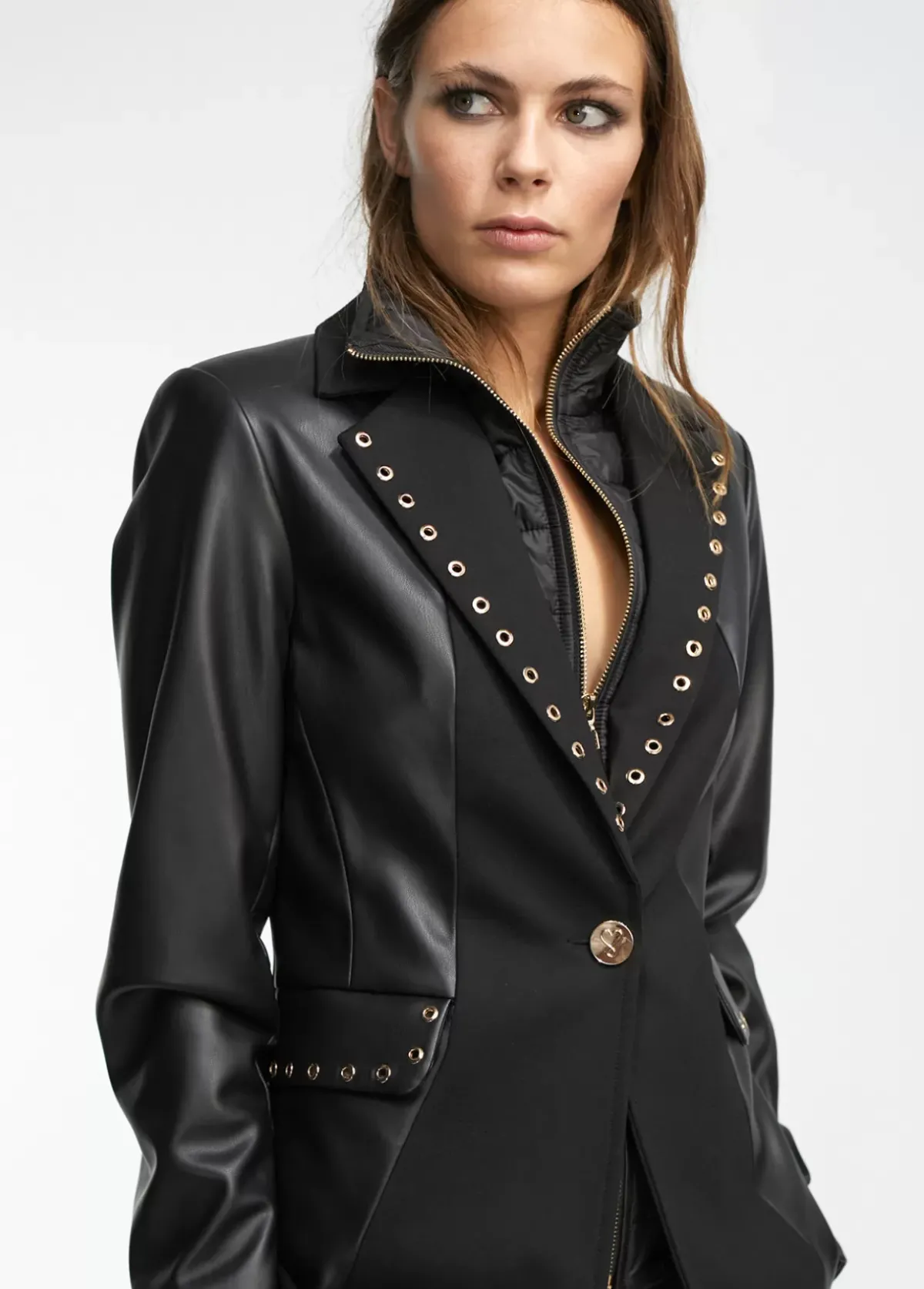 Clearance Blazer detalle eyelets Americanas Y Blazers