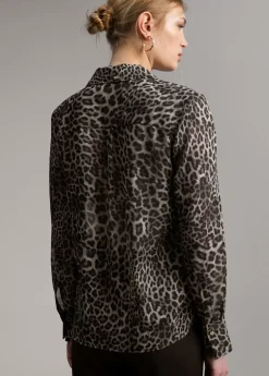Discount Blusa detalle contraste Animal Print|Camisas Y Blusas