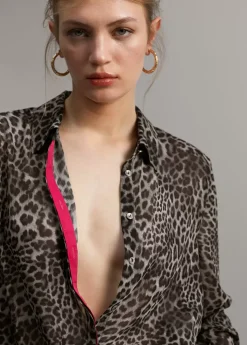 Discount Blusa detalle contraste Animal Print|Camisas Y Blusas