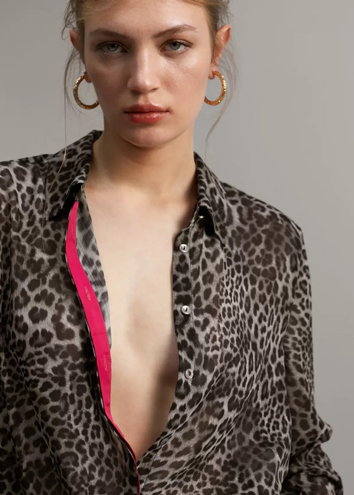 Discount Blusa detalle contraste Animal Print|Camisas Y Blusas