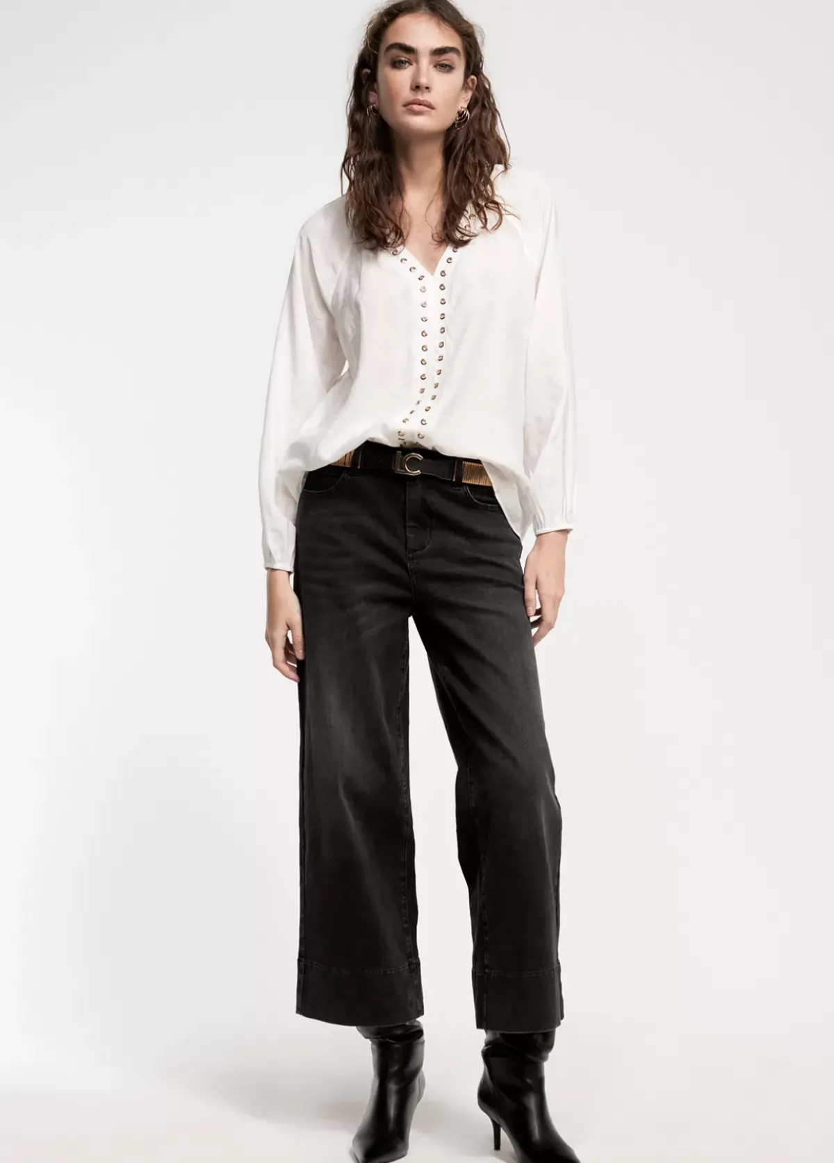 Online Blusa detalle eyelets Camisetas Y Tops|Camisas Y Blusas