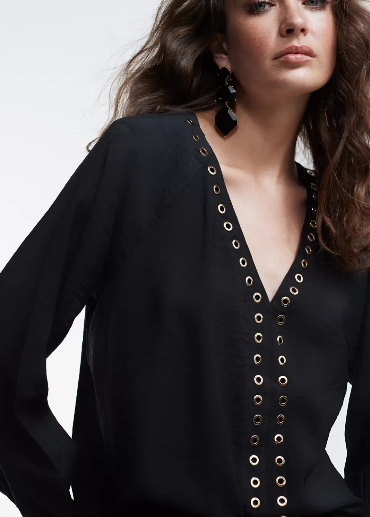 Online Blusa detalle eyelets Camisetas Y Tops|Camisas Y Blusas