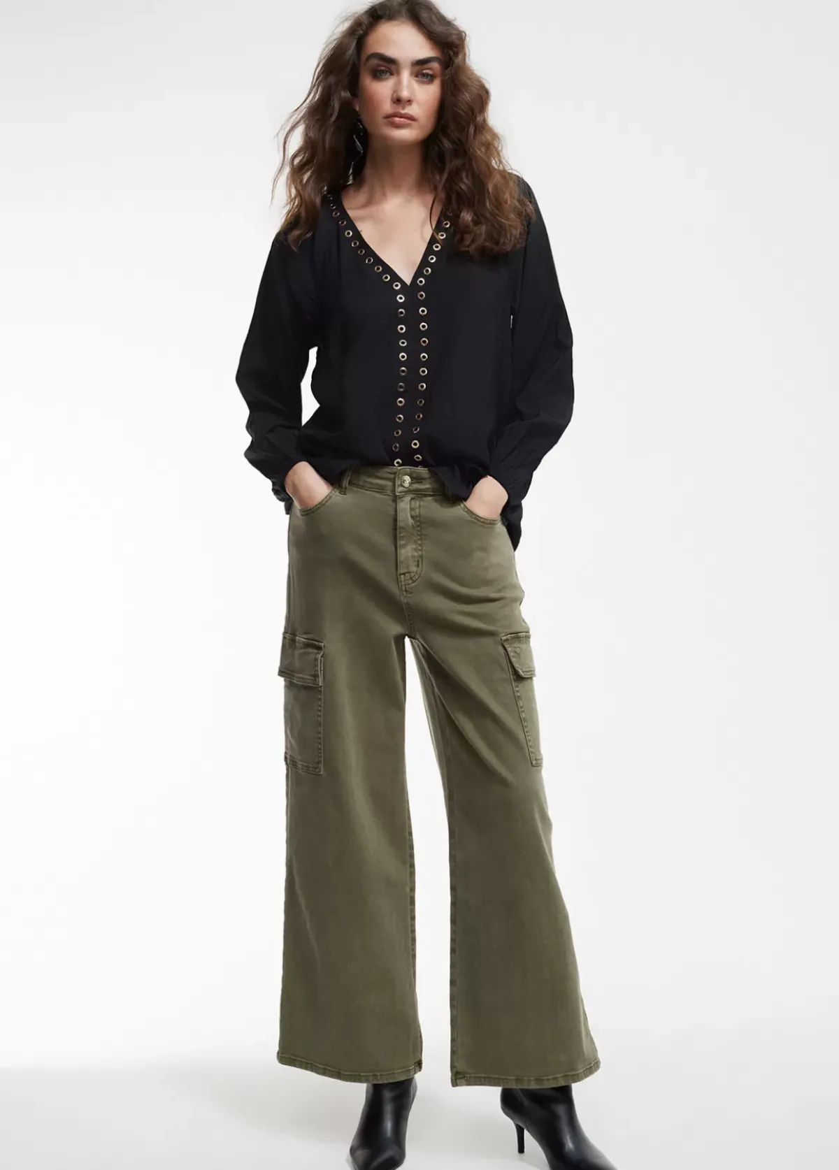 Online Blusa detalle eyelets Camisetas Y Tops|Camisas Y Blusas