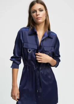 Blusón satinado ajustable Camisas Y Blusas