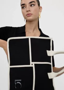 Outlet Bolso tipo shopper blanco y negro Bolsos