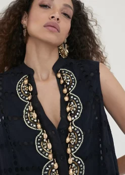 Clearance Caftan corto bordado Baño