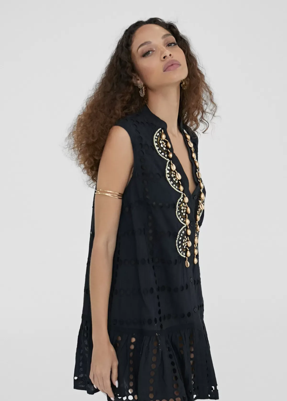 Clearance Caftan corto bordado Baño