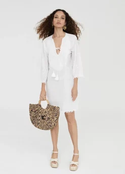 Clearance Caftan corto con bordado Baño