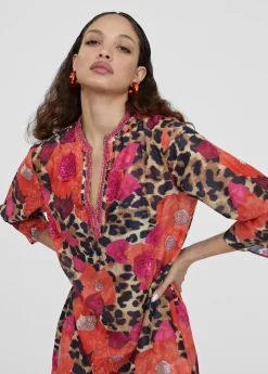 Hot Caftan corto estampado Baño