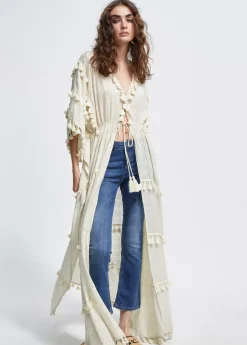 Caftan largo con pompones Baño