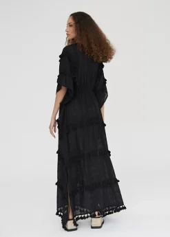 Sale Caftan largo con pompones Baño