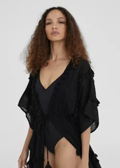 Sale Caftan largo con pompones Baño