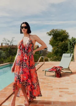 Sale Caftan largo con volantes Baño