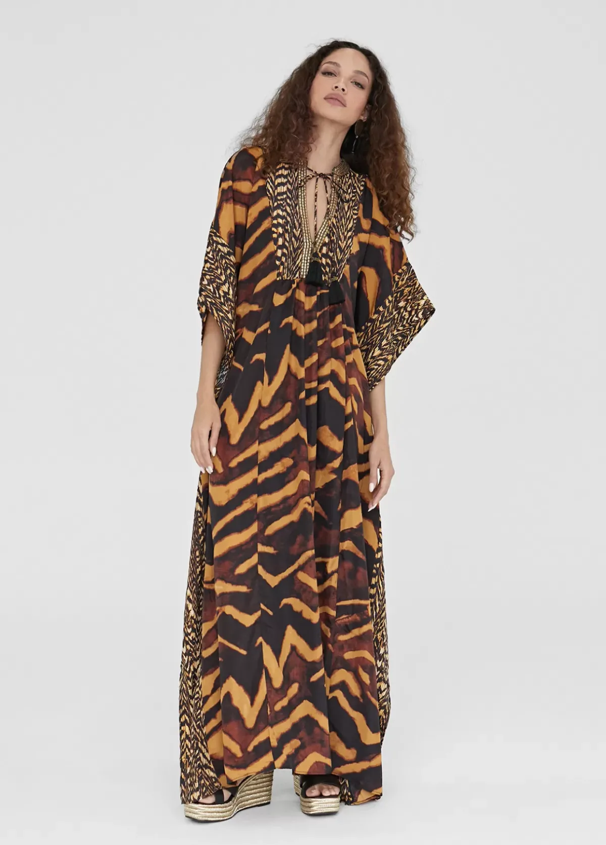 Hot Caftan largo print animal Baño