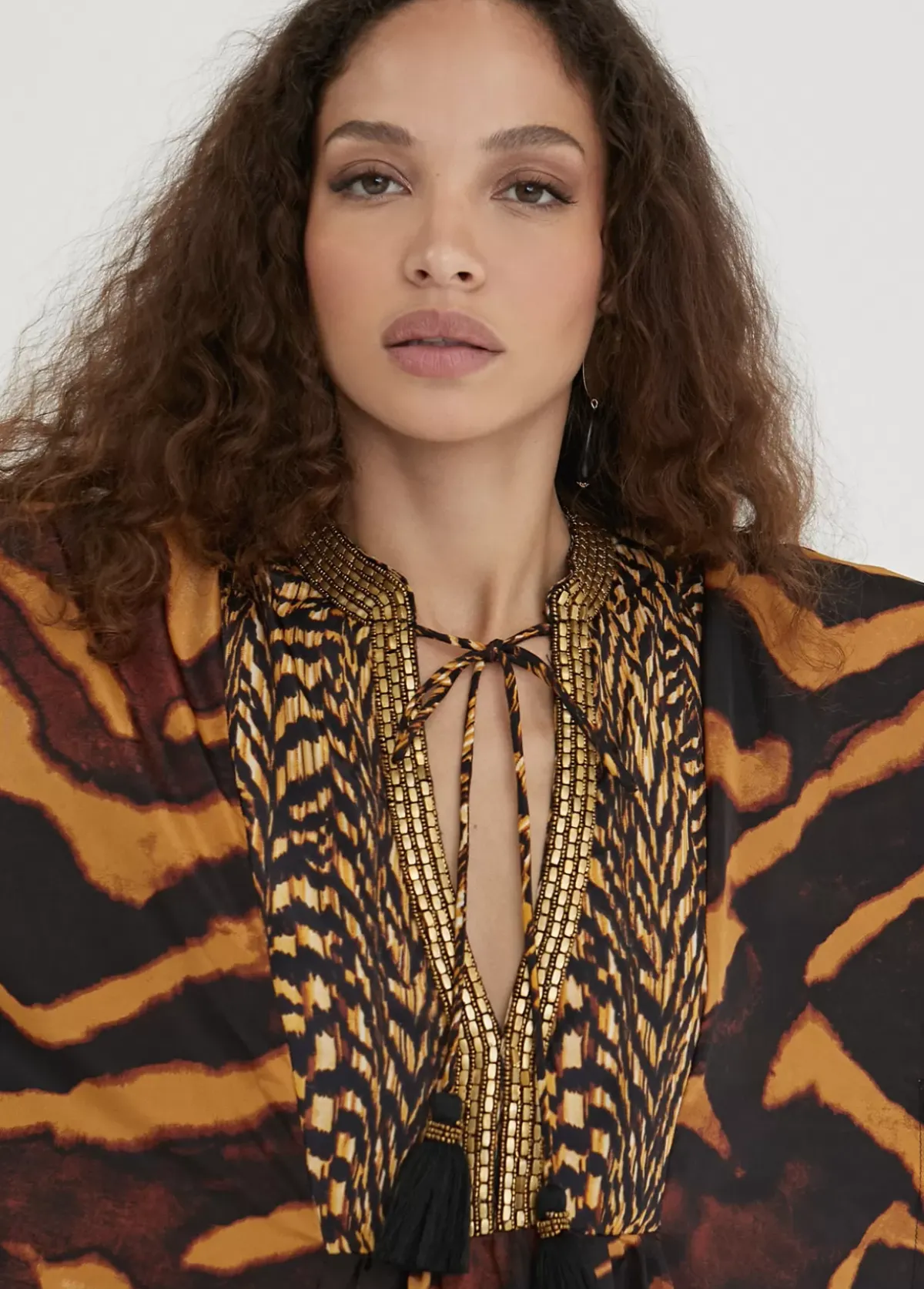 Hot Caftan largo print animal Baño