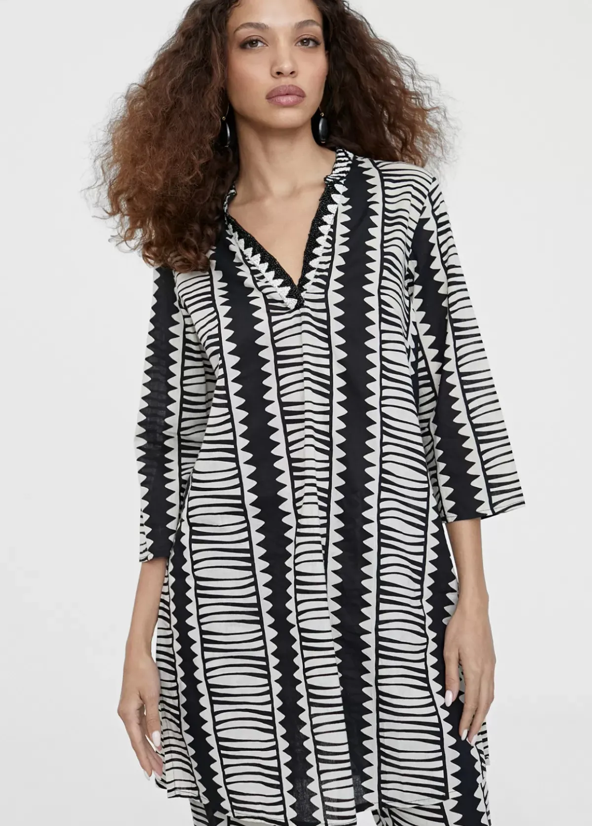 Caftán camisero estampado étnico Camisas Y Blusas|Baño