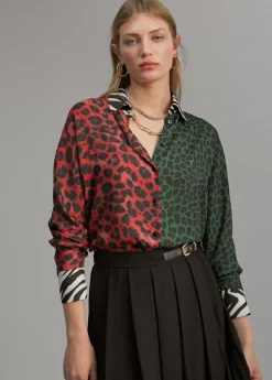 Online Camisa animal print combinada Animal Print|Camisas Y Blusas