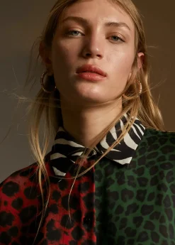 Online Camisa animal print combinada Animal Print|Camisas Y Blusas