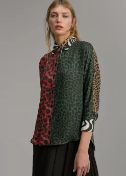 Online Camisa animal print combinada Animal Print|Camisas Y Blusas
