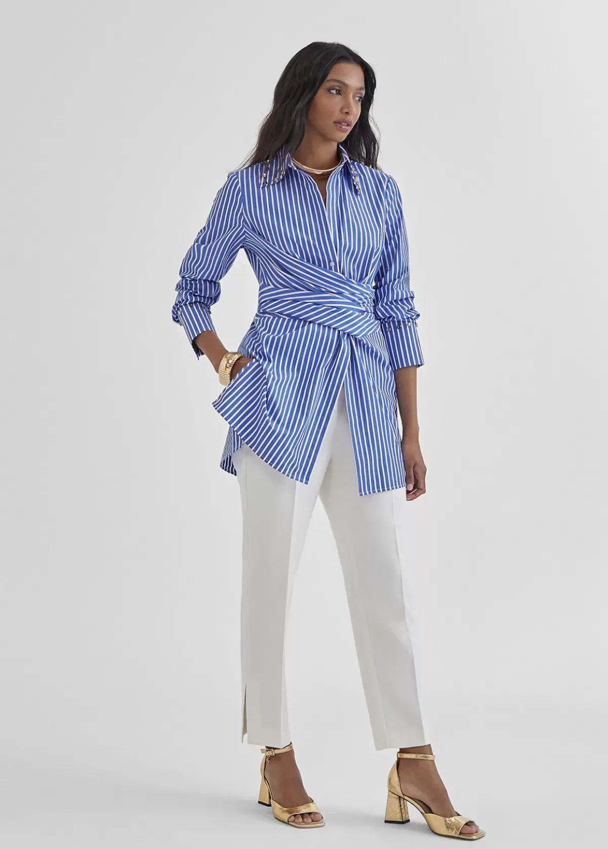 Hot Camisa rayas detalle joyas Camisas Y Blusas